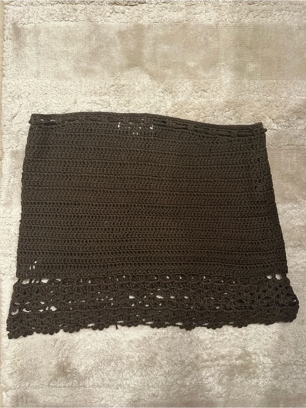 Women’s Crochet Swim Coverup Skirt in Dark Brown